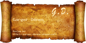 Garger Dénes névjegykártya